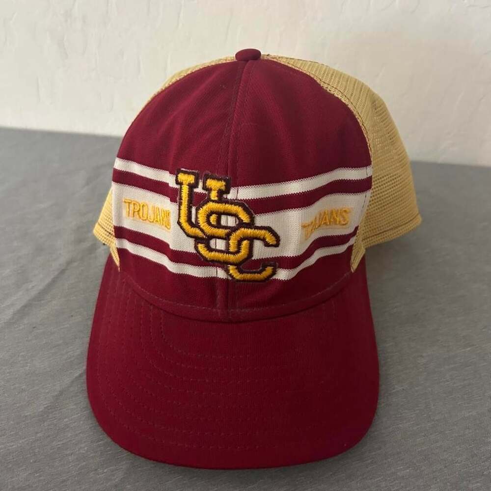 AJP USC Trojans Hat Large Vintage Snapback Mesh Trucker Cap NCAA USA